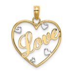 10k w/Rhodium LOVE w/Hearts Pendant