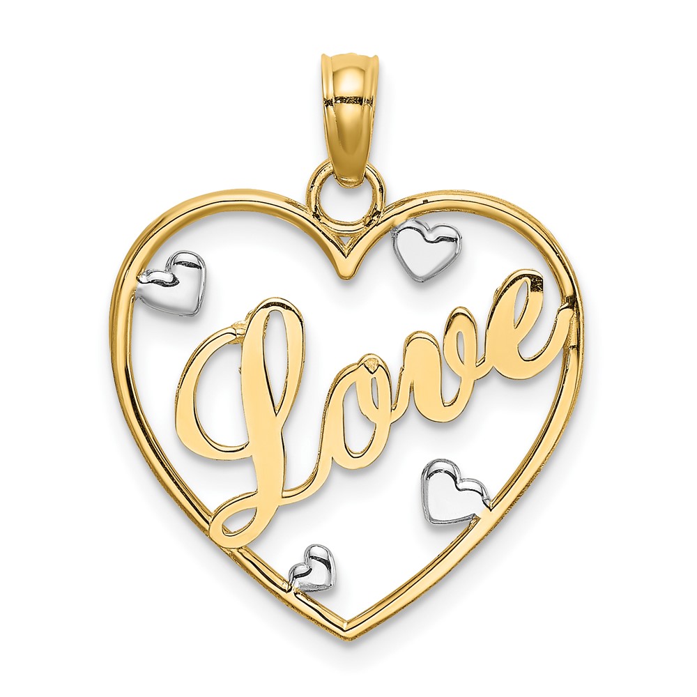 10K9395.jpg 10k w/Rhodium LOVE w/Hearts Pendant - Image 1