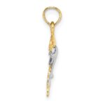 10K w/ Rhodium 2-D Polished Dolphins Charm - Image 2