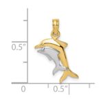 10K w/ Rhodium 2-D Polished Dolphins Charm - Image 3