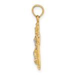 10K W/ Rhodium Polished Block Crucifix INRI Charm - Image 2
