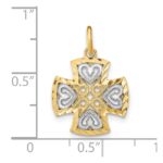 10K w/Rhodium Hearts and D/C Maltese Cross Charm - Image 3