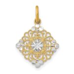 10K w/Rhodium and D/C Filigree Medallion Charm