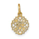 10K w/Rhodium Cut-Out Heart Edge Flower Charm - Image 4
