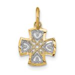 10K w/Rhodium and D/C Hearts In Cross Charm