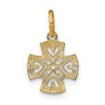 10K w/Rhodium and D/C Hearts In Cross Charm - Image 4