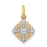 10K w/Rhodium Mini Cross Medallion Charm