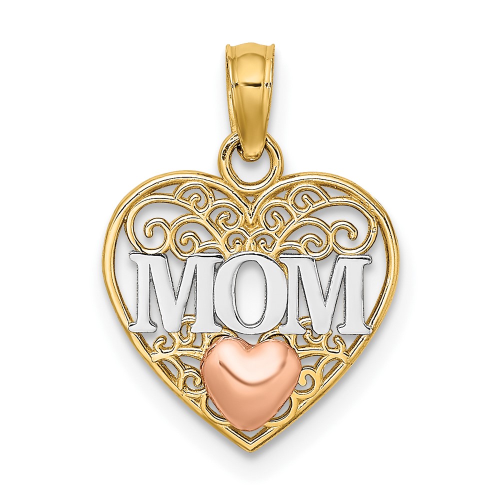 10K9559.jpg 10k Two-tone w/White Rhodium MOM and Heart Pendant - Image 1