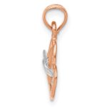 10K Two-tone Polished Intertwined Double Heart Pendant - Image 2