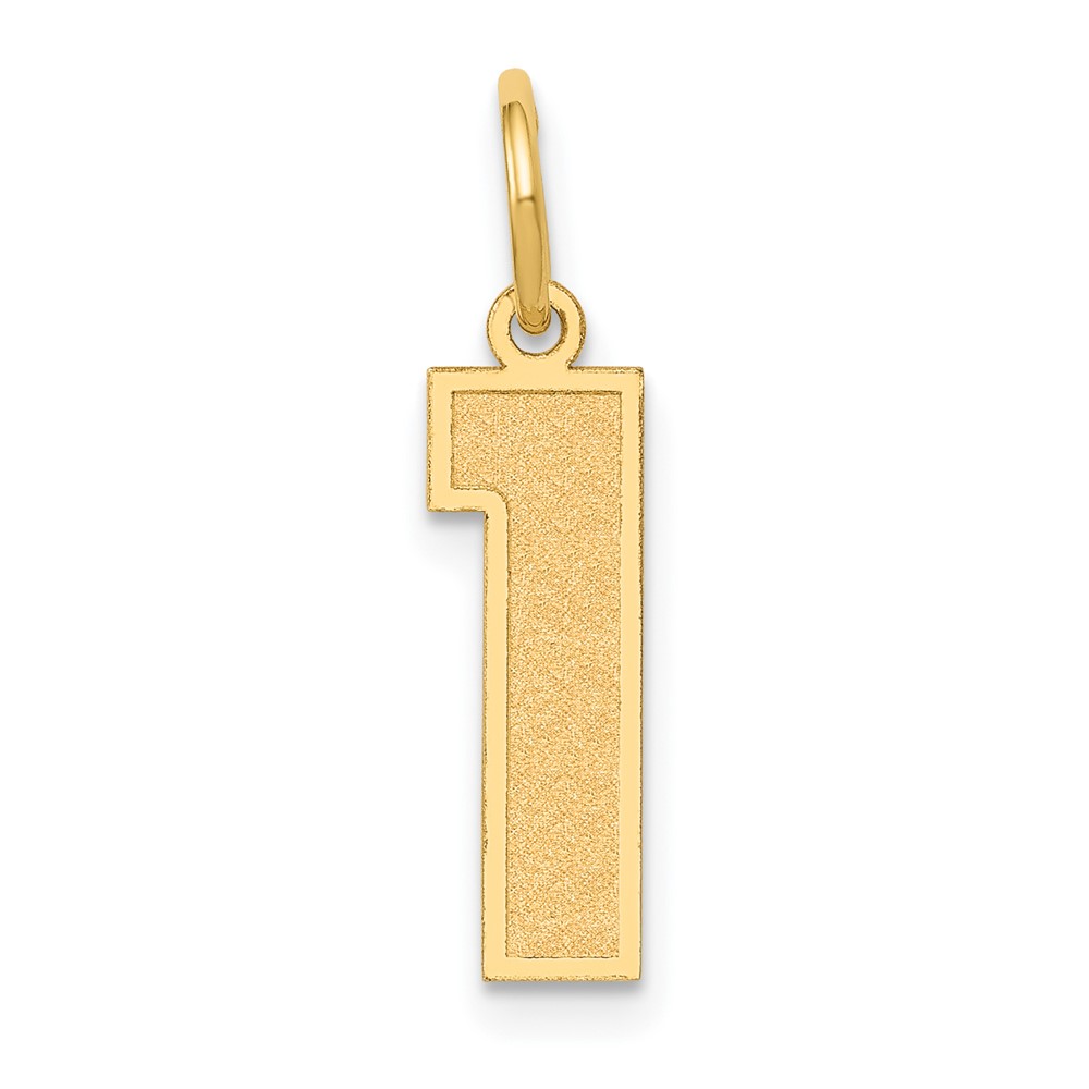 10LSM01.jpg 10k Medium Satin Number 1 Charm - Image 1