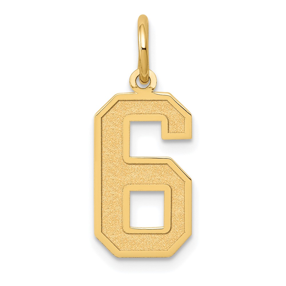 10LSM06.jpg 10k Medium Satin Number 6 Charm - Image 1