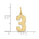 10k Small Satin Number 3 Charm - Image 3