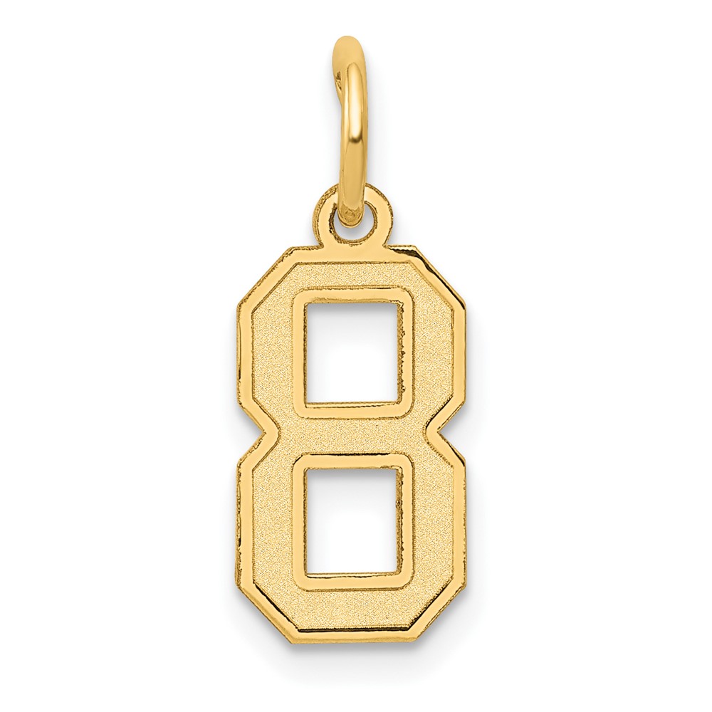 10LSS08.jpg 10k Small Satin Number 8 Charm - Image 1
