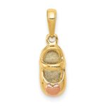 10k  3D Two-tone Baby Shoe Charm