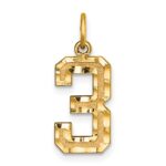 10ky Casted Medium Diamond-cut Number 3 Charm