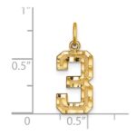 10ky Casted Medium Diamond-cut Number 3 Charm - Image 3