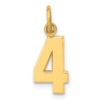 10k Small Polished Number 4 Charm