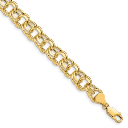 10k Lite 8.5mm Double Link Charm Bracelet