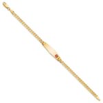 10k Medical Soft Diamond Shape Red Enamel Curb Link ID Bracelet - Image 3