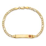10k Semi-Solid Medical Polished Red Enamel Figaro ID Bracelet - Image 4