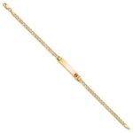 10k Semi-Solid Medical Red Enamel Cuban Link ID Bracelet - Image 3