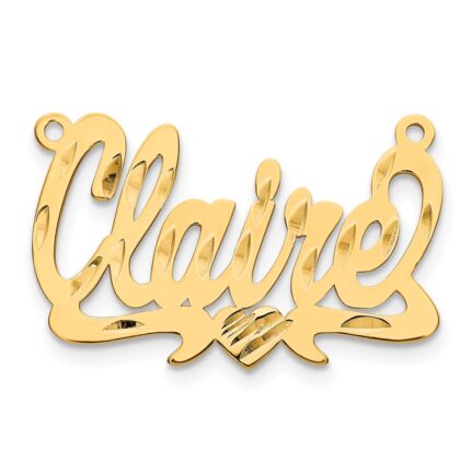 10k Yellow Gold Diamond-cut Heart Name Plate