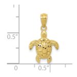10k Gold Polished & Textured Small DC Turtle Pendant - Image 3