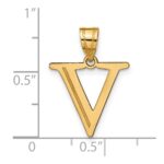 10K Polished Etched Letter V Initial Pendant - Image 4