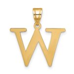 10K Polished Etched Letter W Initial Pendant - Image 3