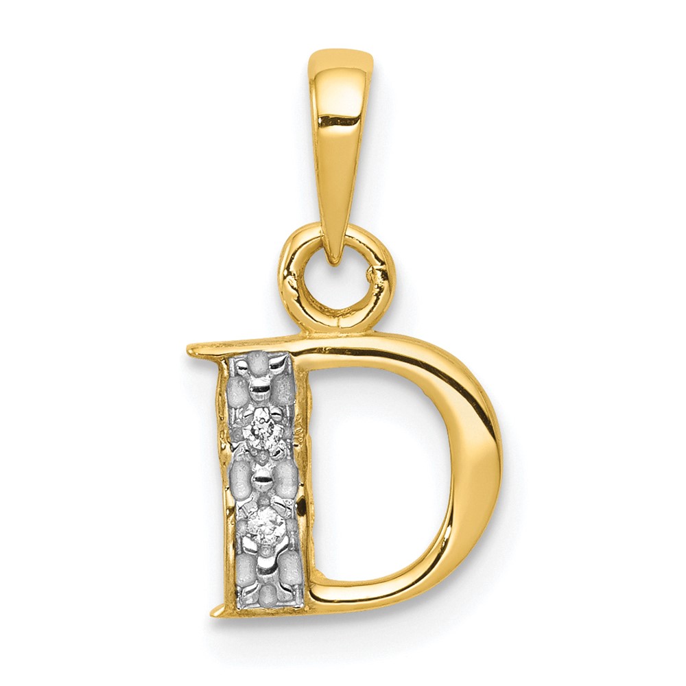 10YC250D.jpg 10K and Rhodium Diamond Initial D Pendant - Image 1