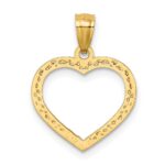 10K Polished & Textured Cut-out Heart Pendant - Image 4