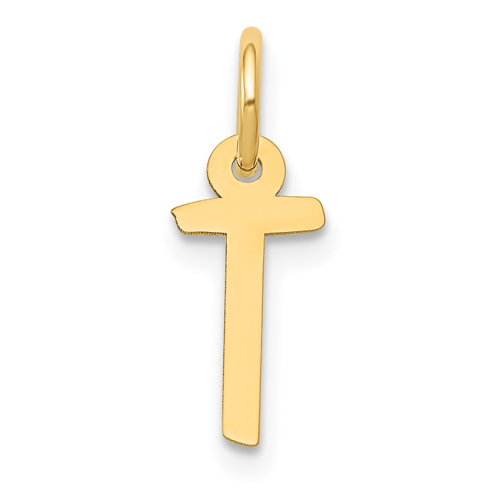 10YC644T.jpg 10k Small Slanted Block Initial T Charm - Image 1