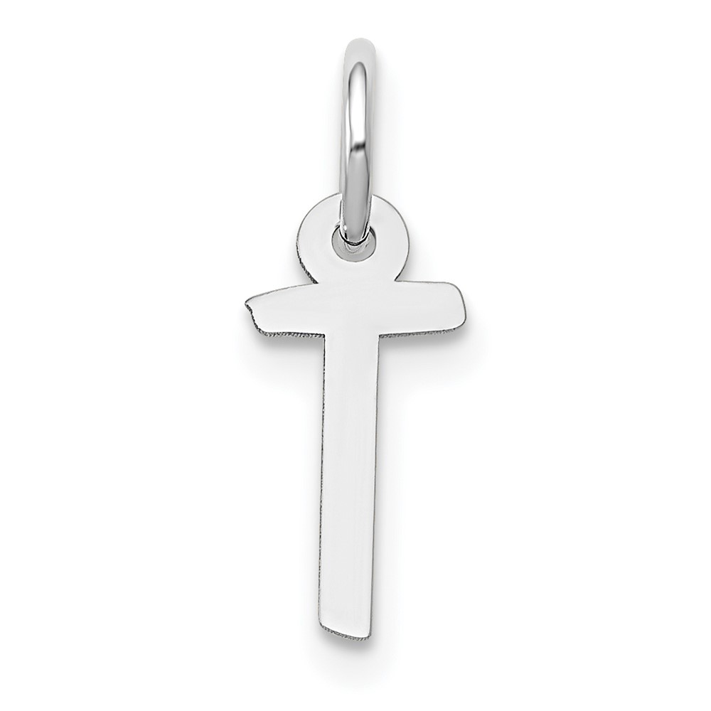 10YC645T.jpg 10k White Gold Small Slanted Block Initial T Char - Image 1