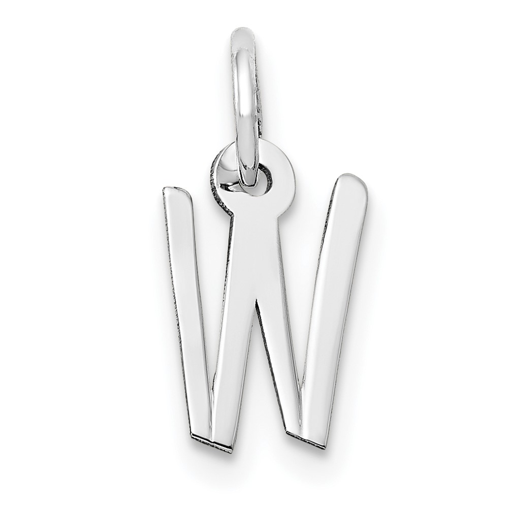 10YC645W.jpg 10k White Gold Small Slanted Block Initial W Char - Image 1