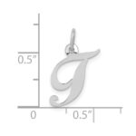 10k White Gold Small Fancy Script Initial T Charm - Image 2