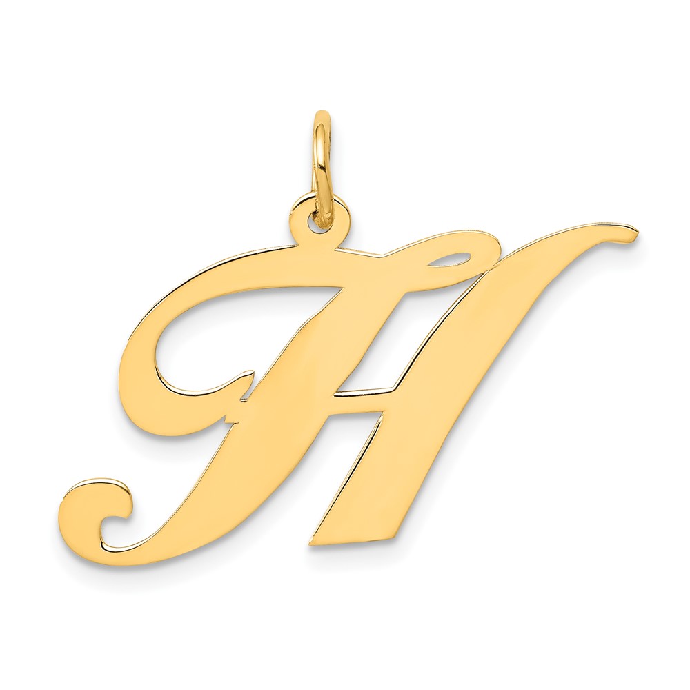10YC654H.jpg 10k Large Fancy Script Letter H Initial Charm - Image 1