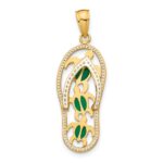 10K Enamel Cut-out Flip Flop w/ Sea Turtles Pendant