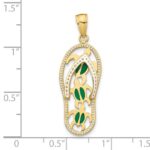 10K Enamel Cut-out Flip Flop w/ Sea Turtles Pendant - Image 3