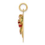 14k Enameled MERRY CHRISTMAS Mistletoe with Synthetic Stone Charm - Image 2