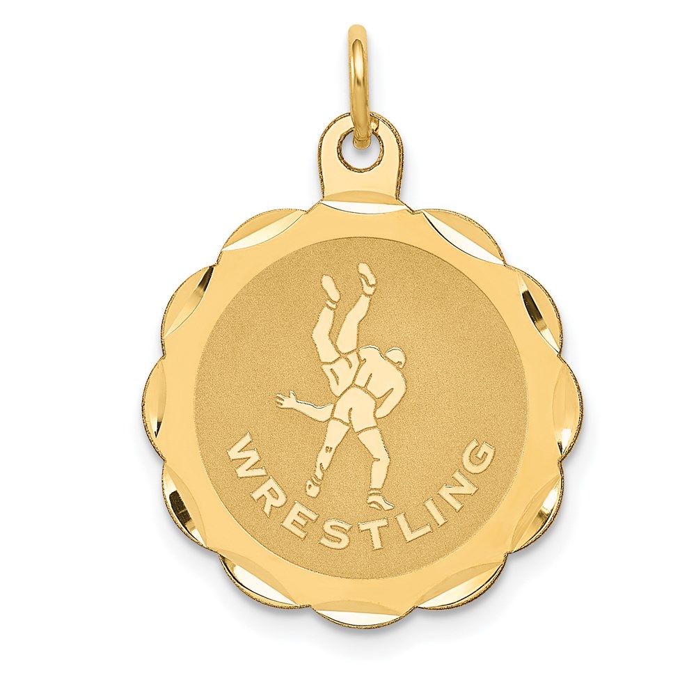 A1794.jpg 14k WRESTLING Scalloped Edge 18mm Engravable Disc Charm - Image 1