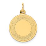 14K HAPPY ANNIVERSARY with Hearts 16mm Engravable Disc Charm