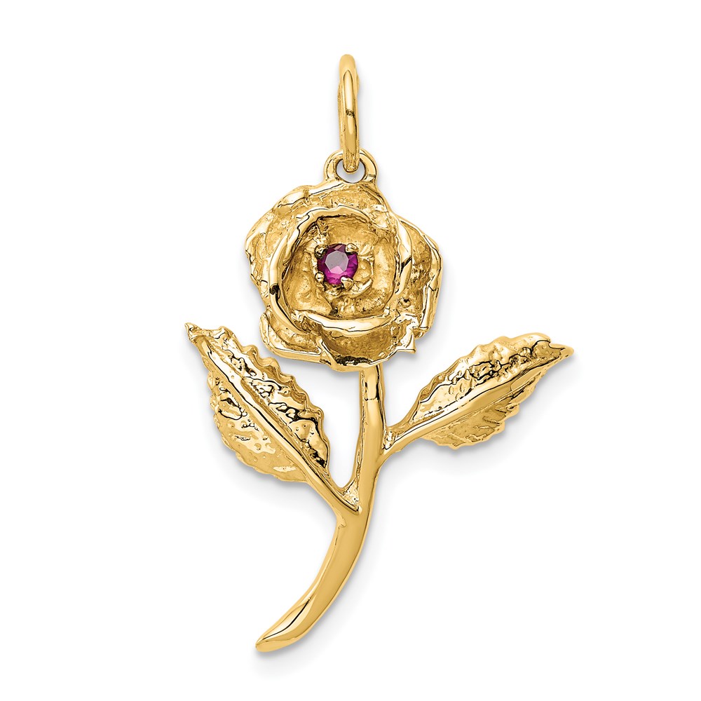 A9014.jpg 14k Red CZ Rose Charm - Image 1