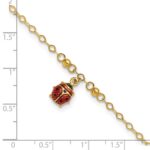 14K Red and Black Enameled Ladybug Plus Extender - Total Anklet - Image 5