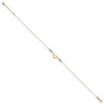14K Two-tone Diamond-cut and LOVE Puffed Heart Plus Extender - Total Anklet - Image 2