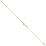 14K Two-tone Diamond-cut and MOM Puffed Heart Plus Extender - Total Anklet - Image 2