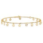 14k Polished and Textured Dangle Stars Plus Star Dangle Extender - Total Anklet - Image 3