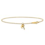 14k Cable Chain with Puffed Heart and Key Dangle Plus Extender - Total Anklet - Image 3