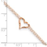 14k Rose Gold Double Strand Chain Twisted Heart Plus Extender - Total Anklet - Image 5
