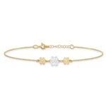 14K Two-tone Polished Three Cut-out Flowers Plus Extender - Total Anklet - Image 3