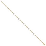 14K Two-tone 5 Hearts and Paperclip Links Plus Extender - Total Anklet - Image 2